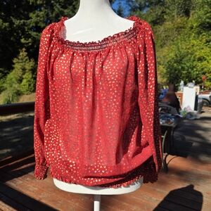 Michael Kors Scarlet Blouse with Gold Details (T-26)